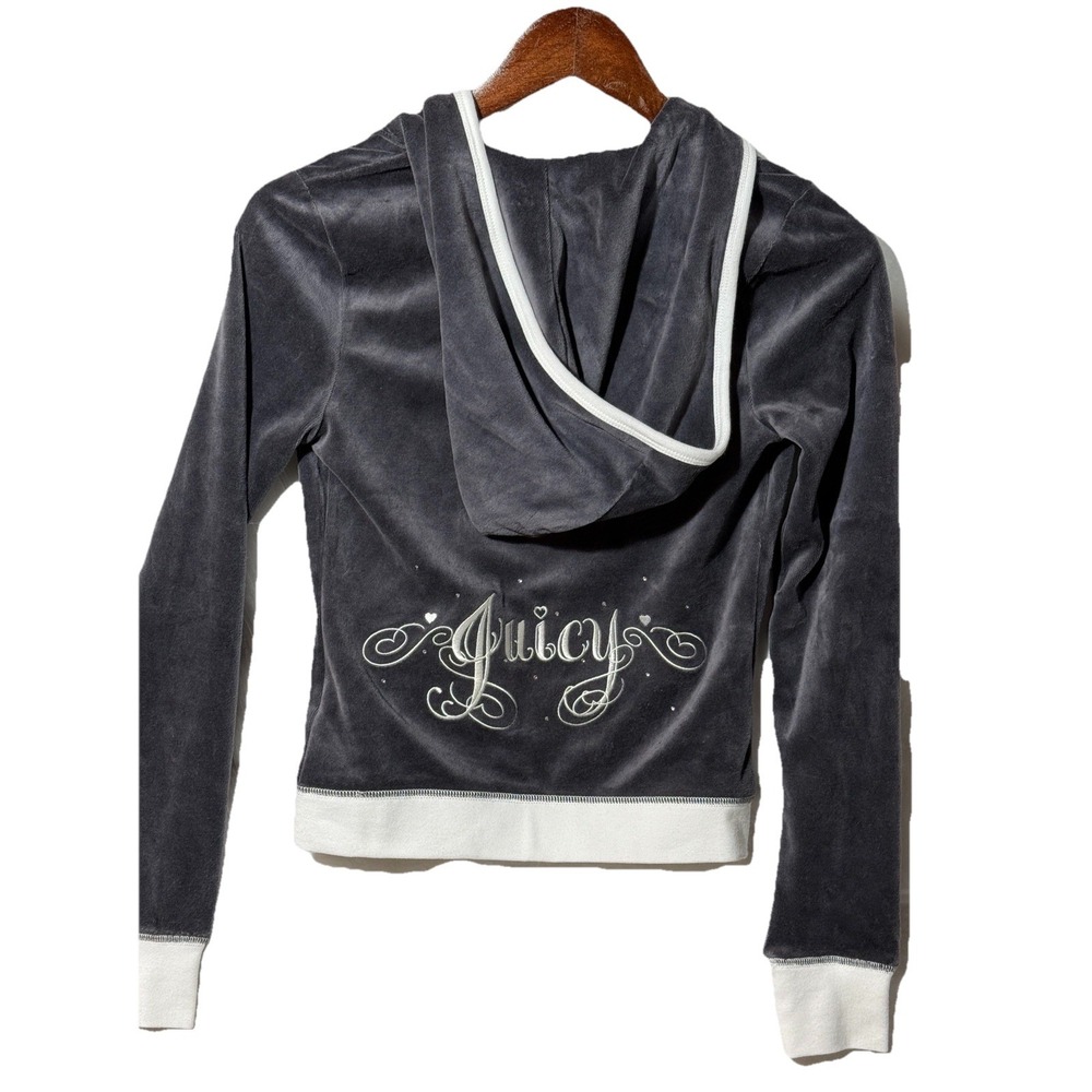 JUICY COUTURE Velvet Hoodie Women's X-Small Logo Bling